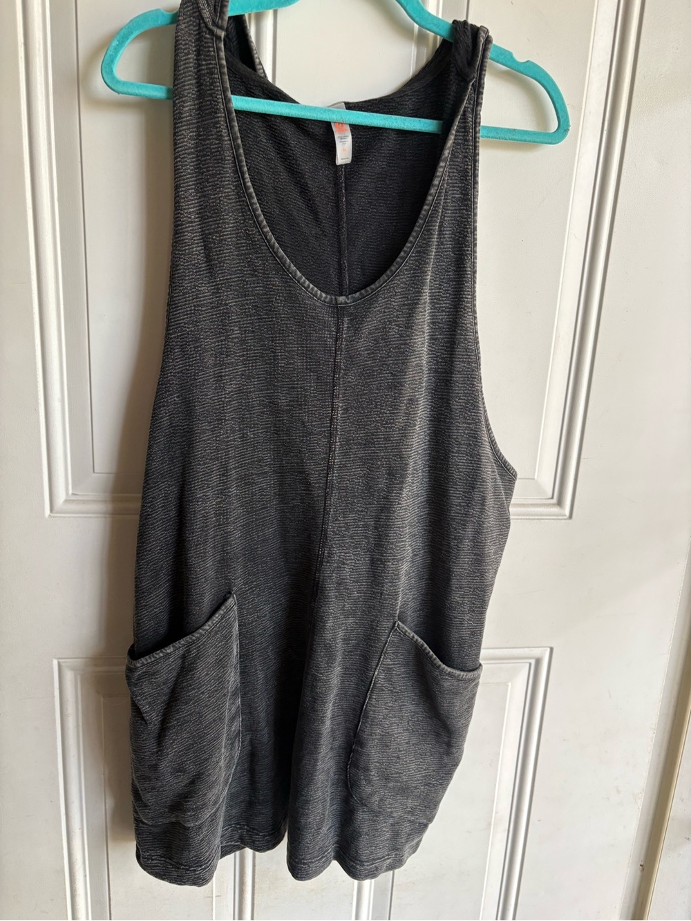 Mono B Charcoal Gray/black washed Sleeveless Romper with hood medium